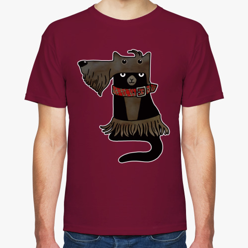 Футболка с принтом Шотландский терьер — кот