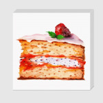 Кусок торта с малиной. Акварель