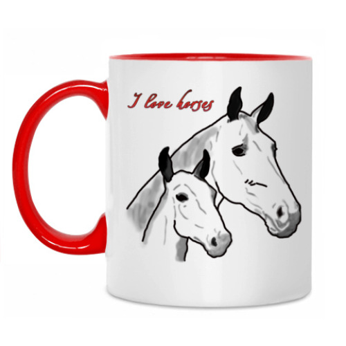 Кружка с принтом Лошади