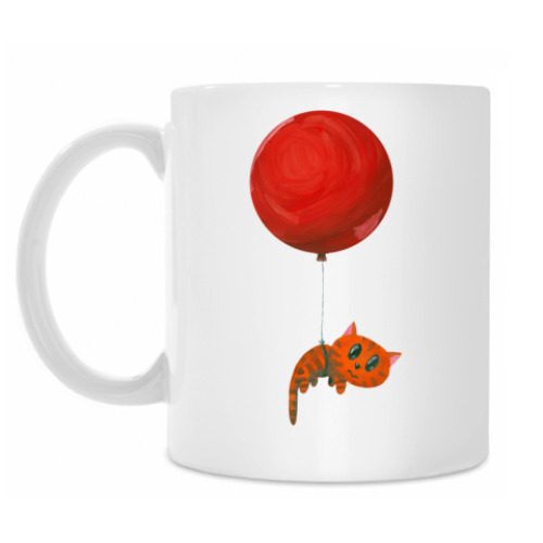 Кружка с принтом «Летящий коте»