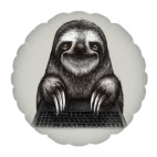 Подушка "круг", 35x35 см Ленивец компьютерный