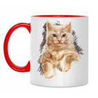 Двухцветная кружка Кот в карандашах