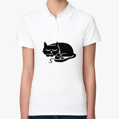 Женская рубашка поло (печать) с принтом Мауси и Котауси