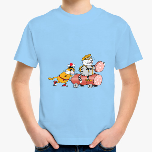 Детская футболка с принтом Кот Помпон и Трюндель