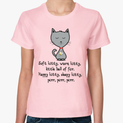 Женская футболка с принтом Soft kitty warm kitty