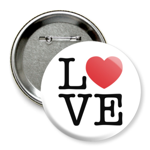 Значок 75мм с принтом Love