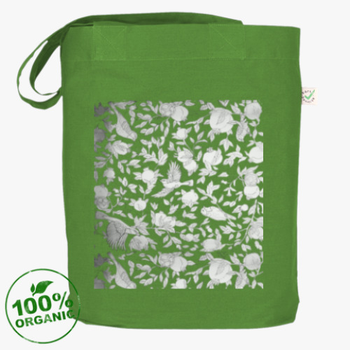 Сумка шоппер с принтом Птицы и плоды граната