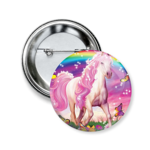 Значок 50мм с принтом Розовая грива