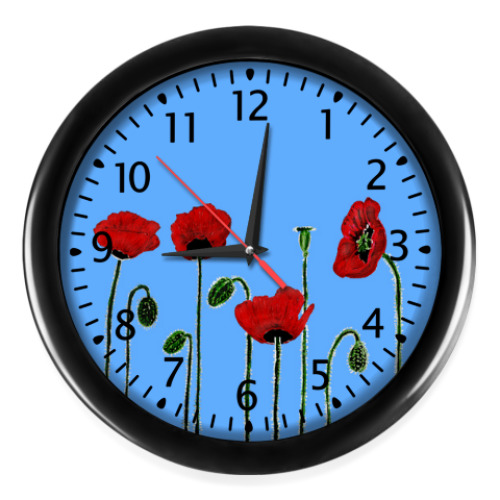 Настенные часы с принтом Маки