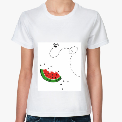 Классическая футболка с принтом  Арбуз