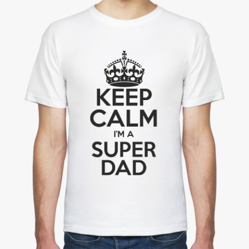 Футболка с принтом Keep calm i'm a super dad