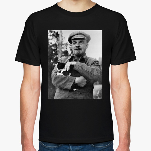 Футболка с принтом Владимир Ленин (Ульянов) и Кот / Vladimir Lenin