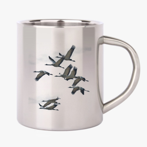 Кружка металлическая с принтом Серый журавль