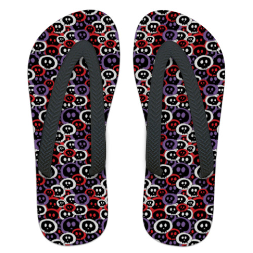 Шлепанцы (сланцы) с принтом  Черепушки