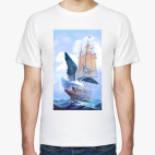 Чайка на фоне парусника