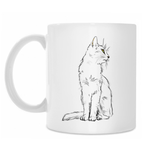 Кружка с принтом Белый кот