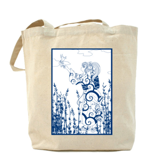 Сумка шоппер с принтом  'Птичка'