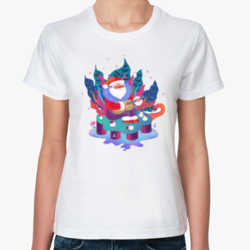 Классическая футболка с принтом Романтичный Санта