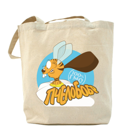 Сумка шоппер с принтом 100% ГМО 'Пчелобобр'