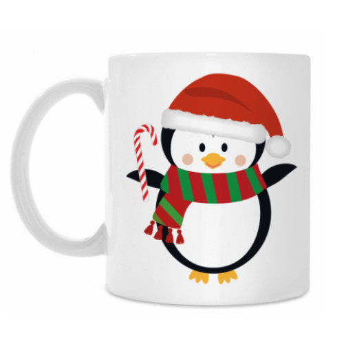 Кружка с принтом Новогодний Пингвин
