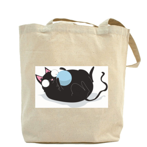 Сумка шоппер с принтом Кот и мячик