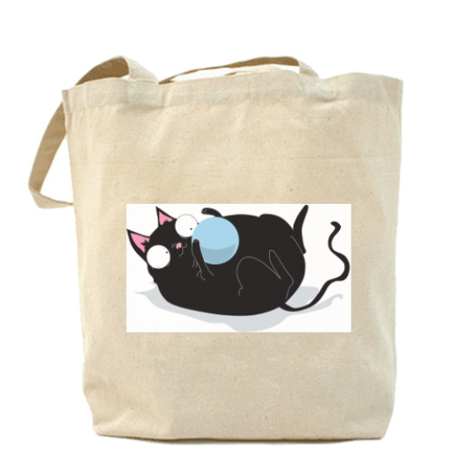 Сумка шоппер с принтом Кот и мячик