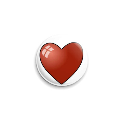 Значок 25мм с принтом Сердце