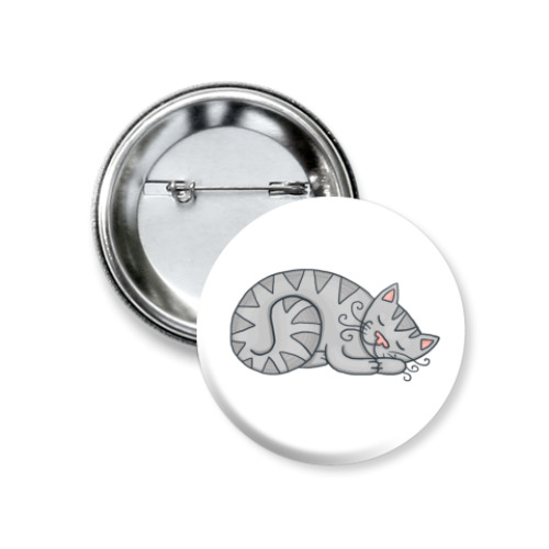 Значок 37мм с принтом спящий кот