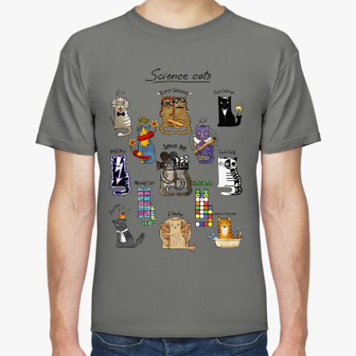 Футболка с принтом Научные коты. Магнитное поле