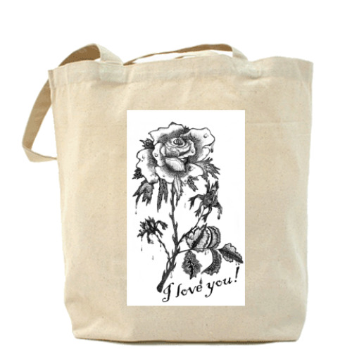 Сумка шоппер с принтом Роза