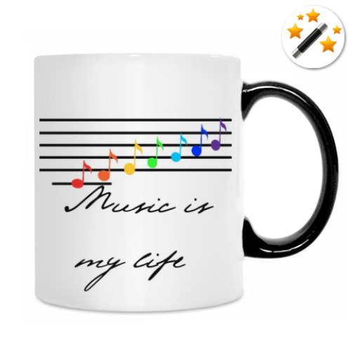 Кружка-хамелеон с принтом Music