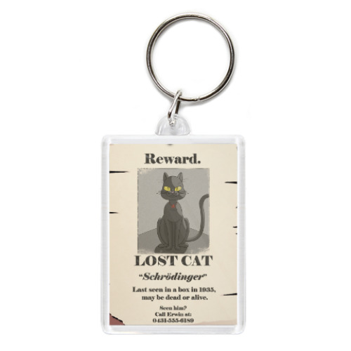 Брелок с принтом  кот Шредингера