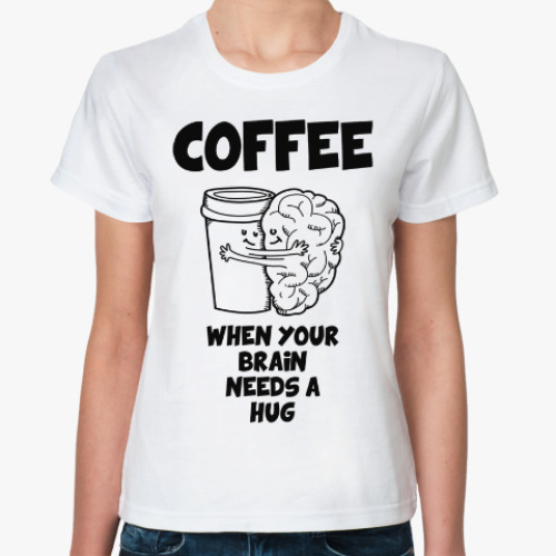 Классическая футболка с принтом Кофе