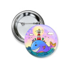 Значок 37 мм «Кит и маяк»