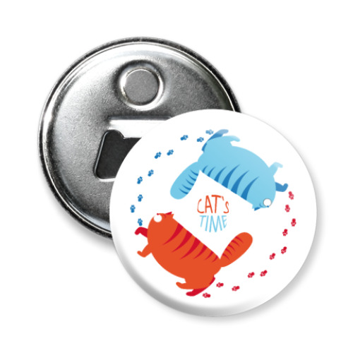 Магнит-открывашка с принтом Время котов
