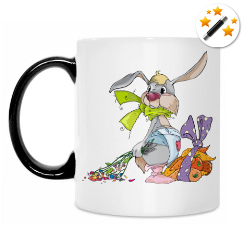Кружка-хамелеон с принтом Кролик