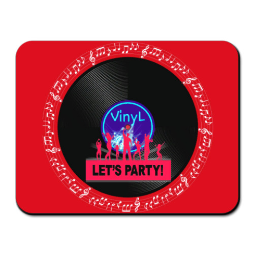 Коврик для мыши с принтом Дискотека Ди Джей Танцы
