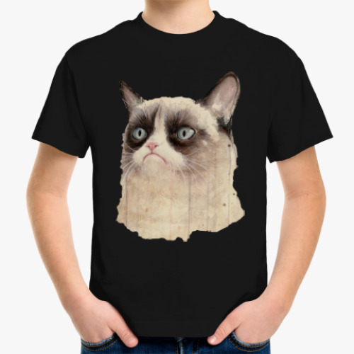 Детская футболка с принтом Grumpy Cat / Сердитый Кот