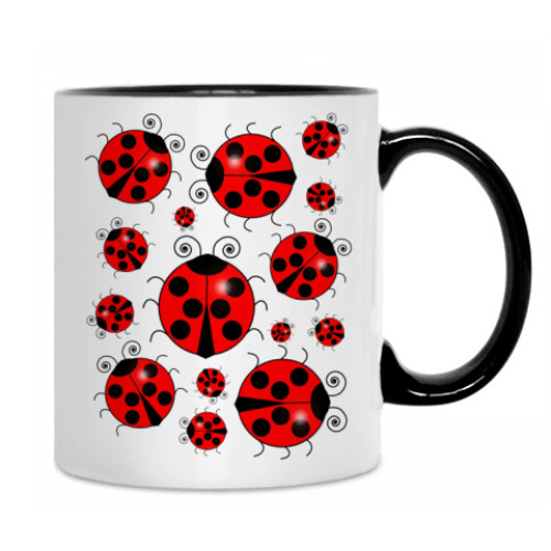 Кружка с принтом МНОГО Божьих коровок