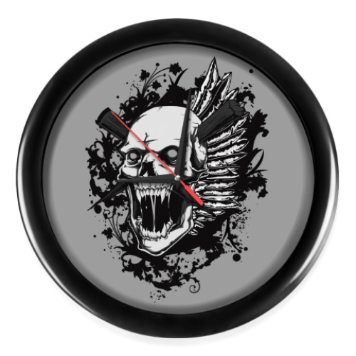 Настенные часы с принтом Крутой Череп