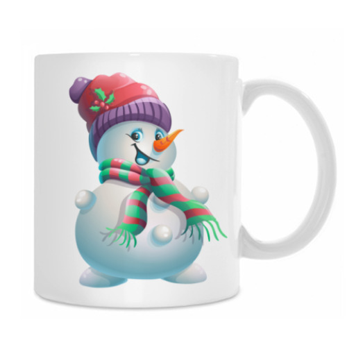 Кружка с принтом Снеговик