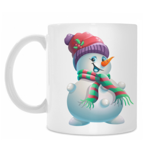 Кружка с принтом Снеговик