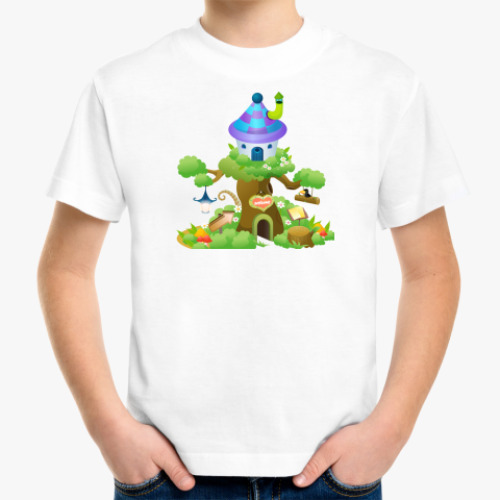 Детская футболка с принтом Дом,дерево