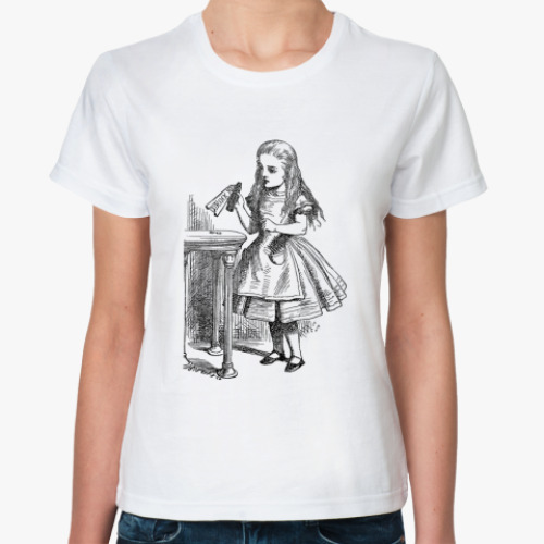 Классическая футболка с принтом  'Drink me!'