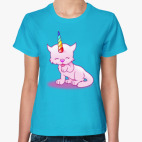 Классическая женская футболка Котенок Единорог