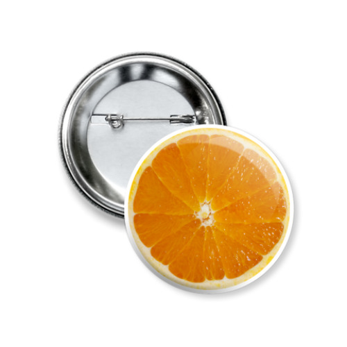 Значок 37мм с принтом апельсин