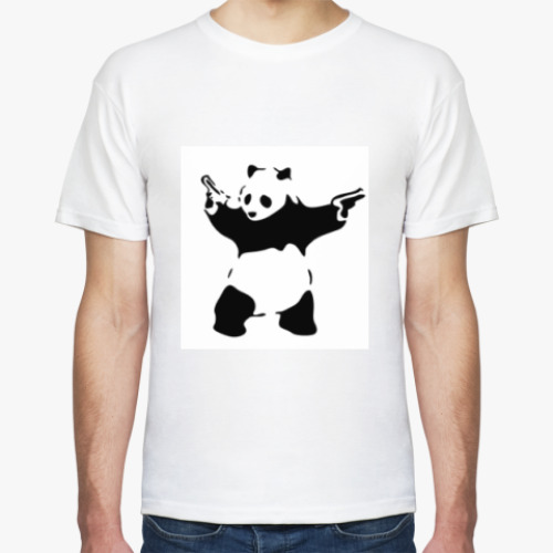 Футболка с принтом Panda with guns. Панда