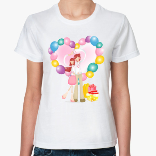 Классическая футболка с принтом день св.валентина