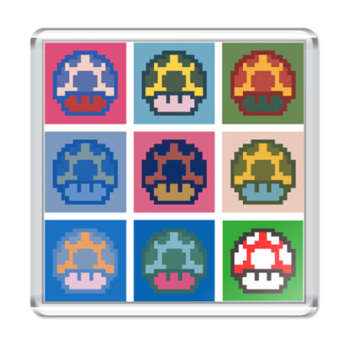 Магнит с принтом 'Pop-art mushrooms'