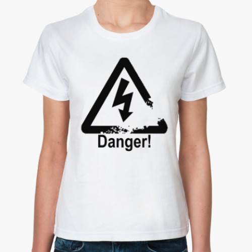 Классическая футболка с принтом Danger - Опасность